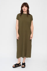 Knit Cotton Sleeveless Dress Khaki