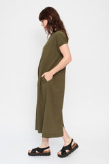 Knit Cotton Sleeveless Dress Khaki