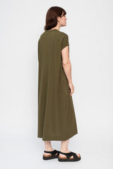 Knit Cotton Sleeveless Dress Khaki
