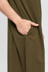 Knit Cotton Sleeveless Dress Khaki