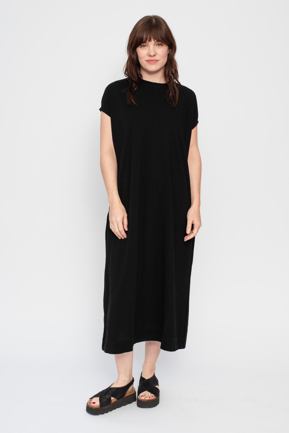 Knit Cotton Sleeveless Dress Black – Moth