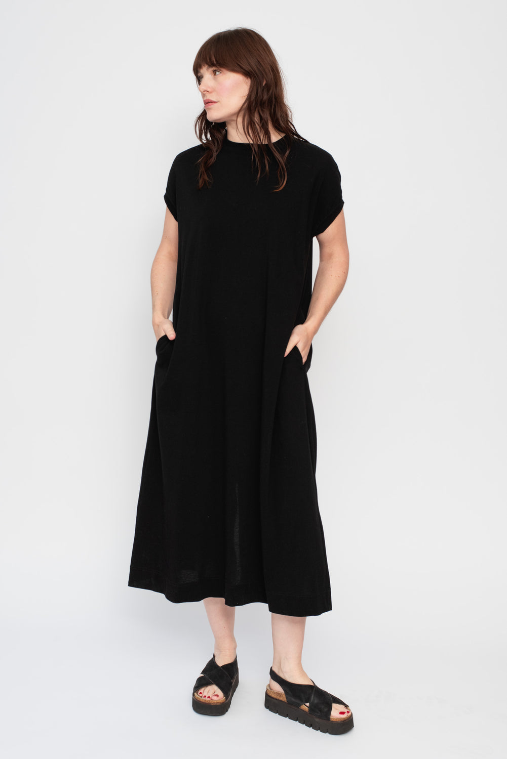 Knit Cotton Sleeveless Dress Black