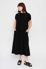 Knit Cotton Sleeveless Dress Black
