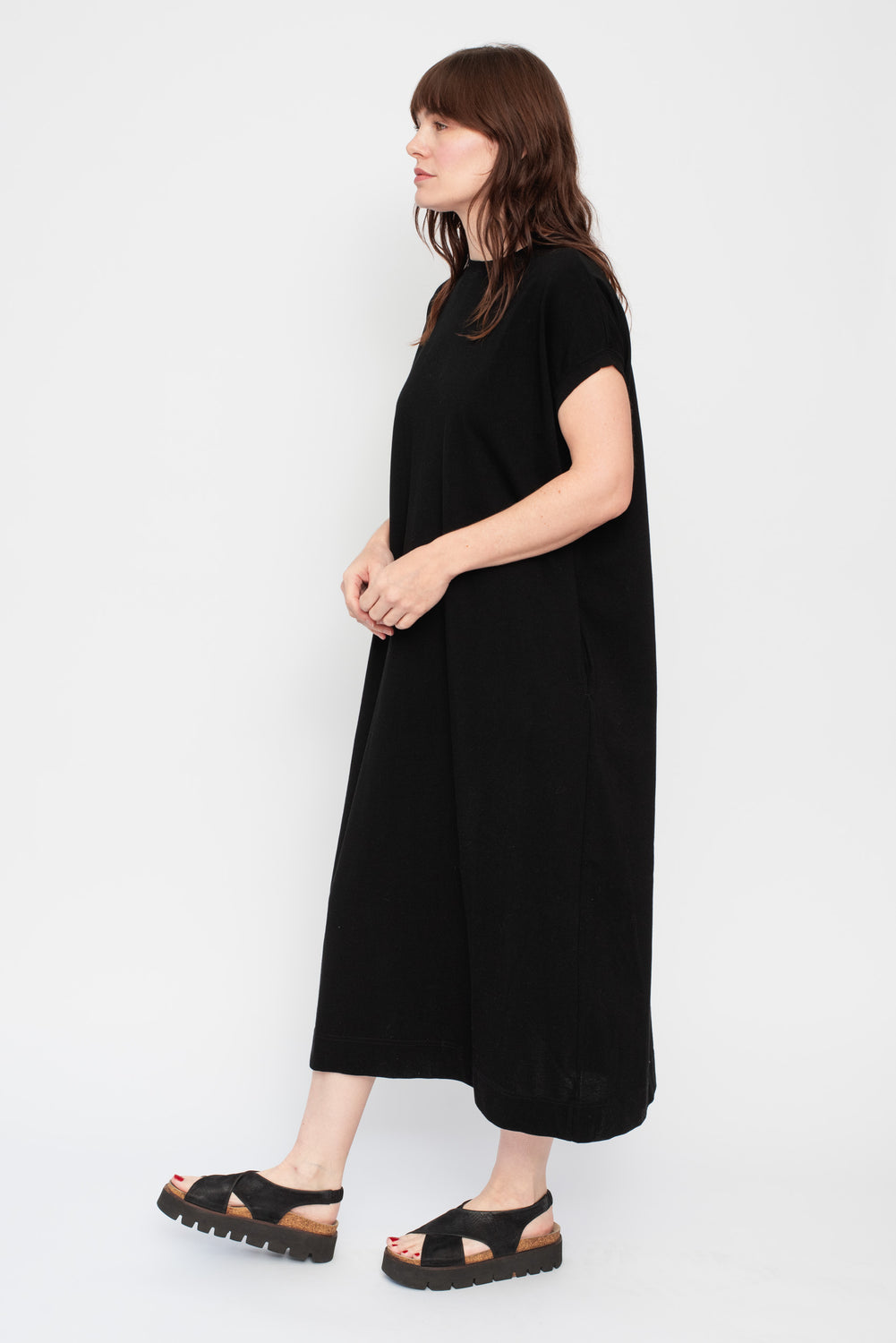 Knit Cotton Sleeveless Dress Black