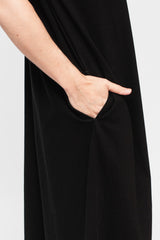 Knit Cotton Sleeveless Dress Black
