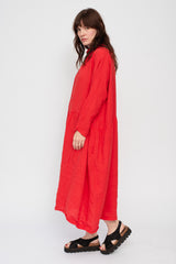 French Linen Dress Red