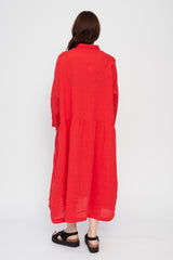 French Linen Dress Red