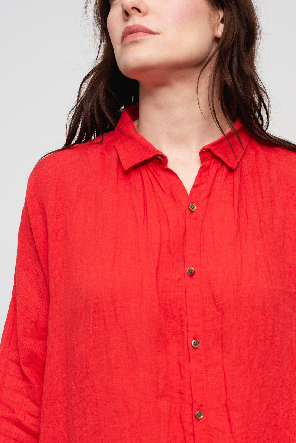 French Linen Dress Red