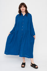 French Linen Dress Blue