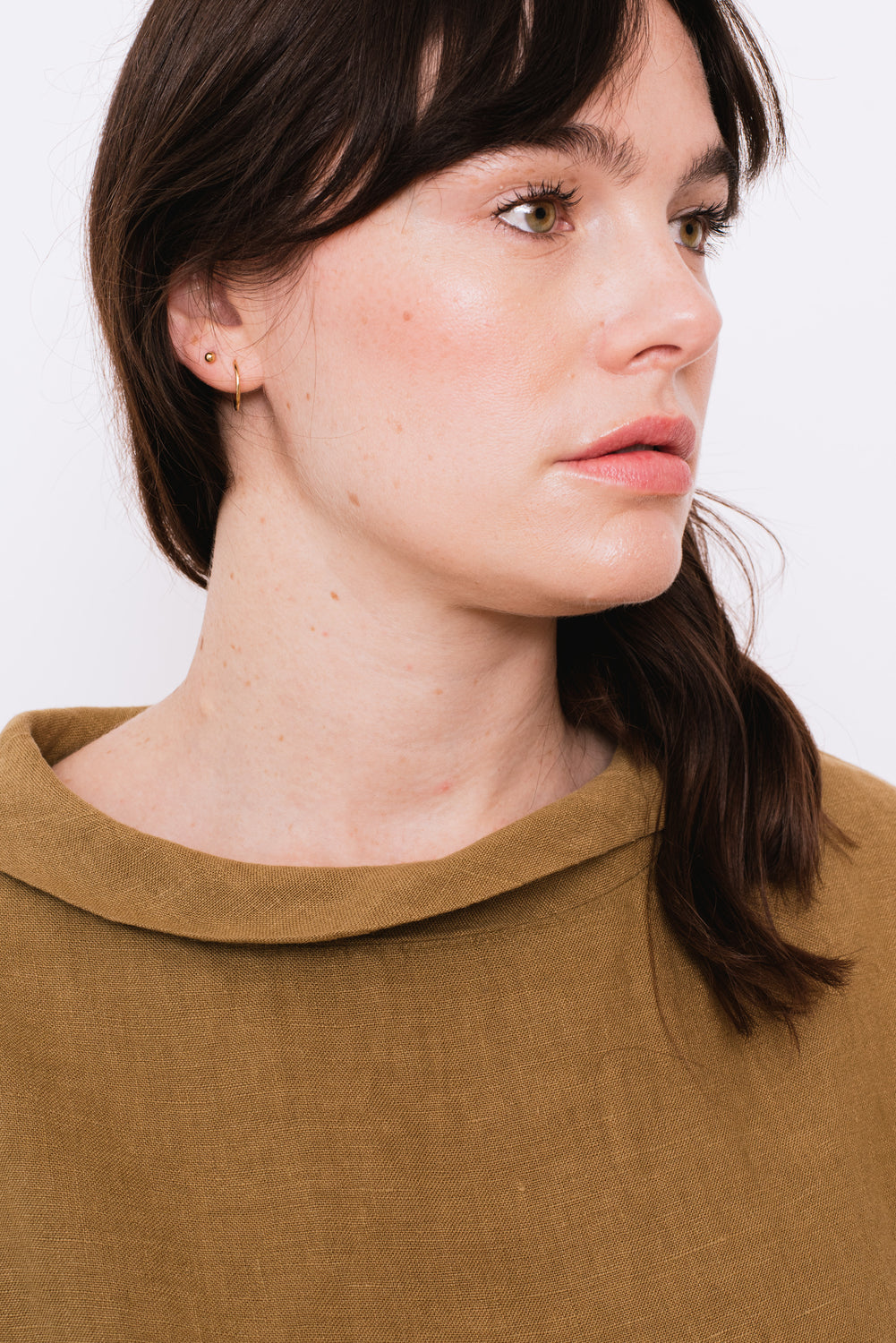 Linen Blouse with Collar Bronze
