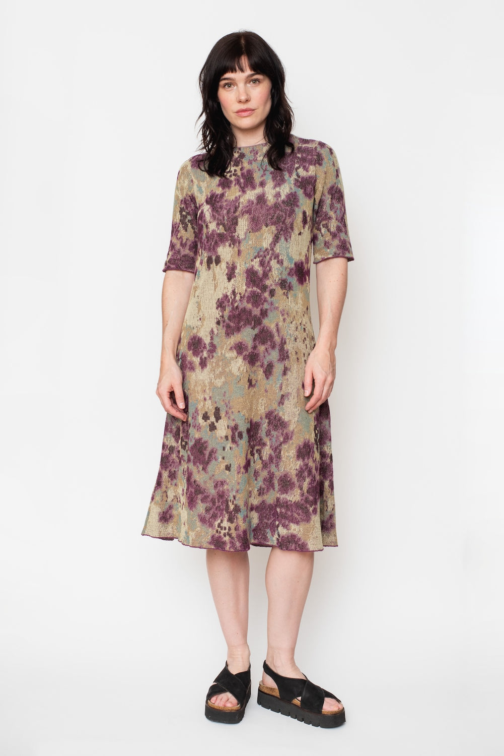 Cotton Dress, Purple Floral