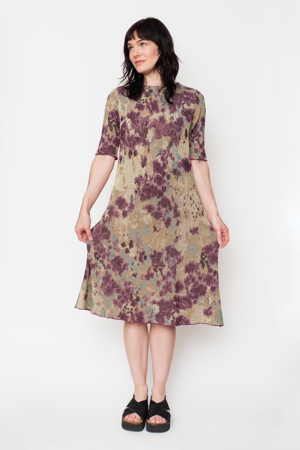 Cotton Dress, Purple Floral