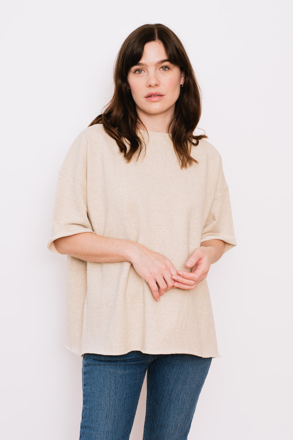 French Terry Wide Pullover Natural