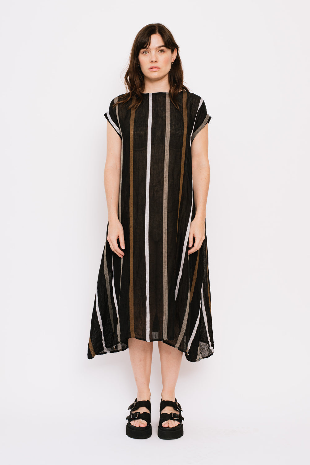 Linen Dobby Stripe Sleeveless Dress