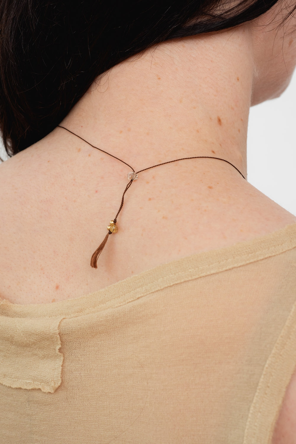 Silk Cord Necklace with Red Phantom Quartz