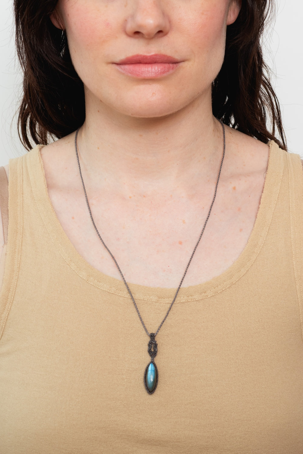 Macrame Necklace with Labradorite