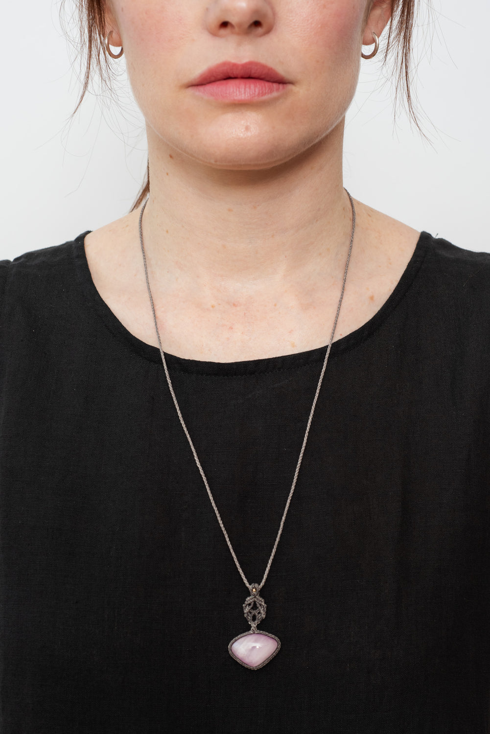 Macrame Necklace with Kunzite