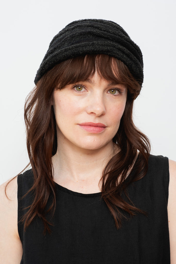 Cotton Knit Beret Charcoal Gray