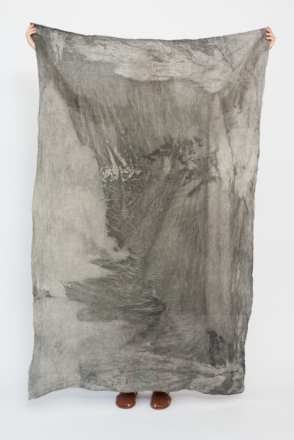 Large Cotton-Linen Blend Cloth Dyed with Pine Soot