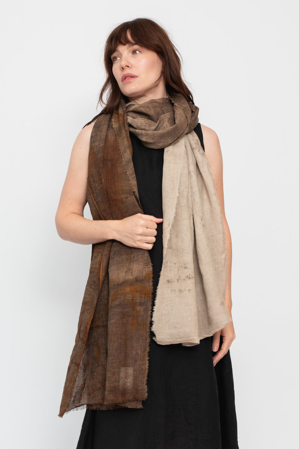 Rust Dyed Linen Textile 05