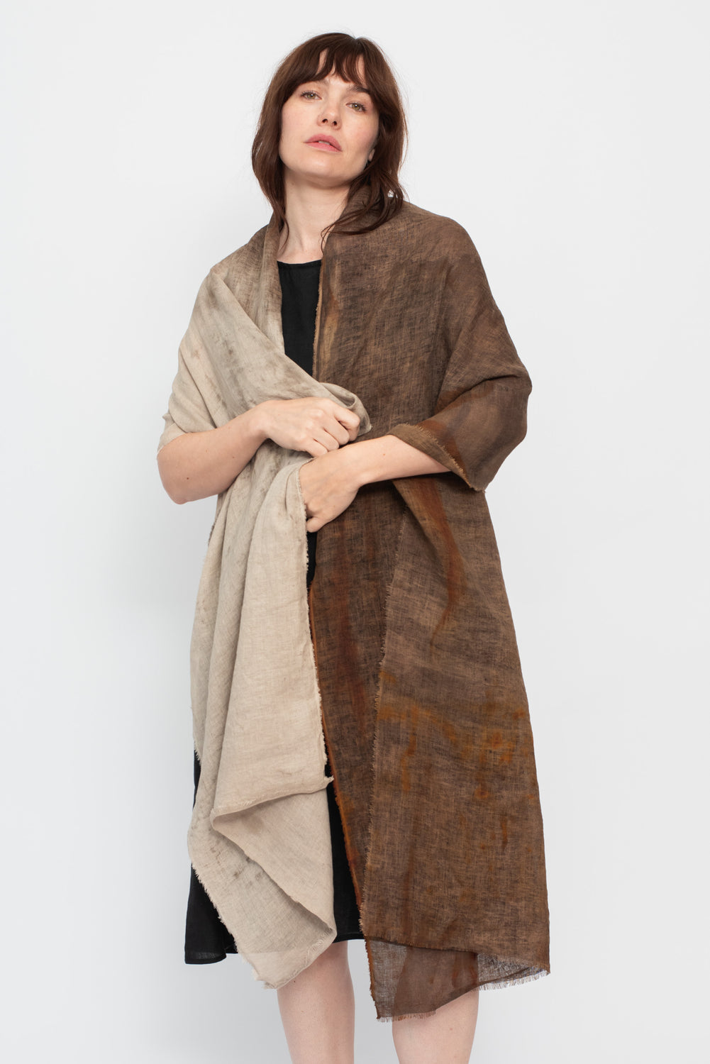 Rust Dyed Linen Textile 05