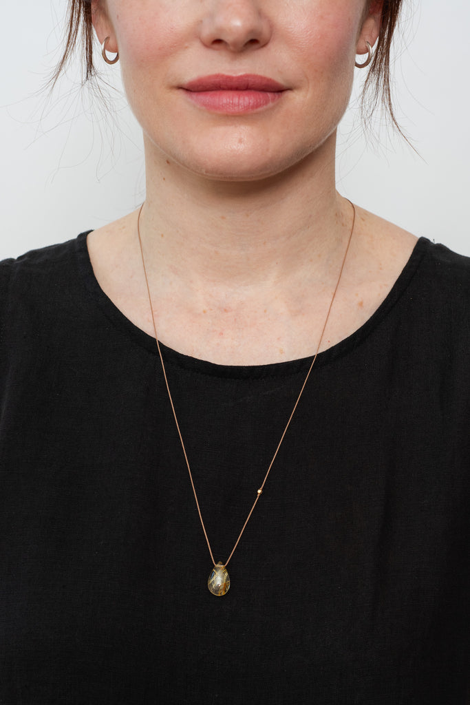 Silk Cord Necklace with Rutile Quartz