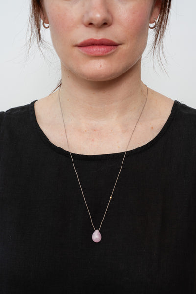 Silk Cord Necklace with Kunzite – Moth