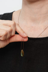 Silk Cord Necklace with Labradorite