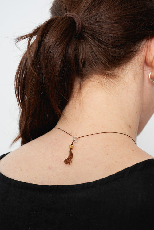 Silk Cord Necklace with Labradorite – Moth