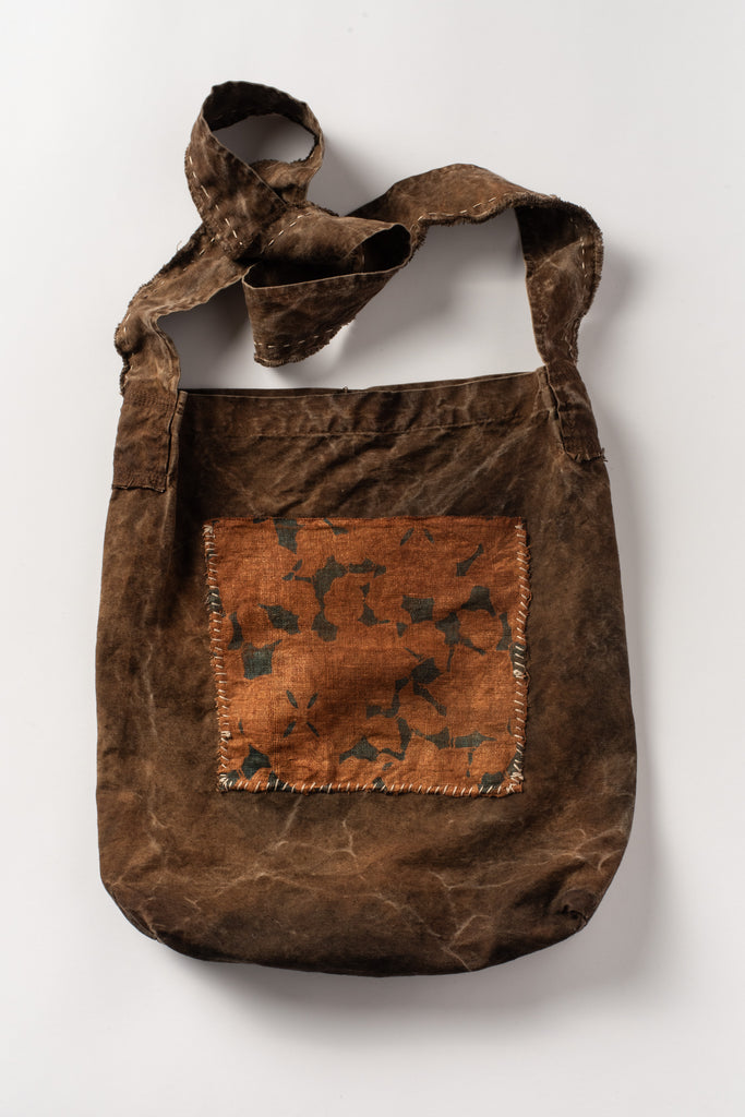 Kakishibu Dyed Shoulder Bag with Patch