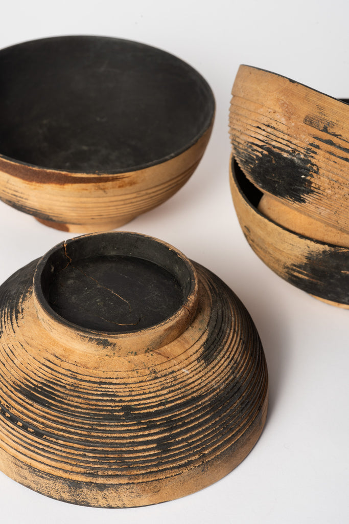 Vintage Japanese Wooden Bowls Set of Four