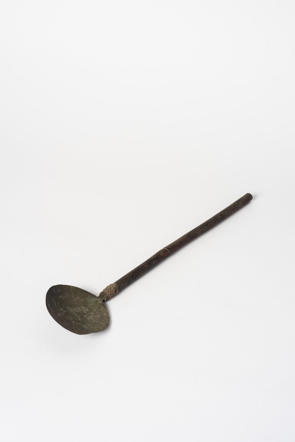 Vintage Japanese Copper Wagashi Spoon with Bamboo Handle