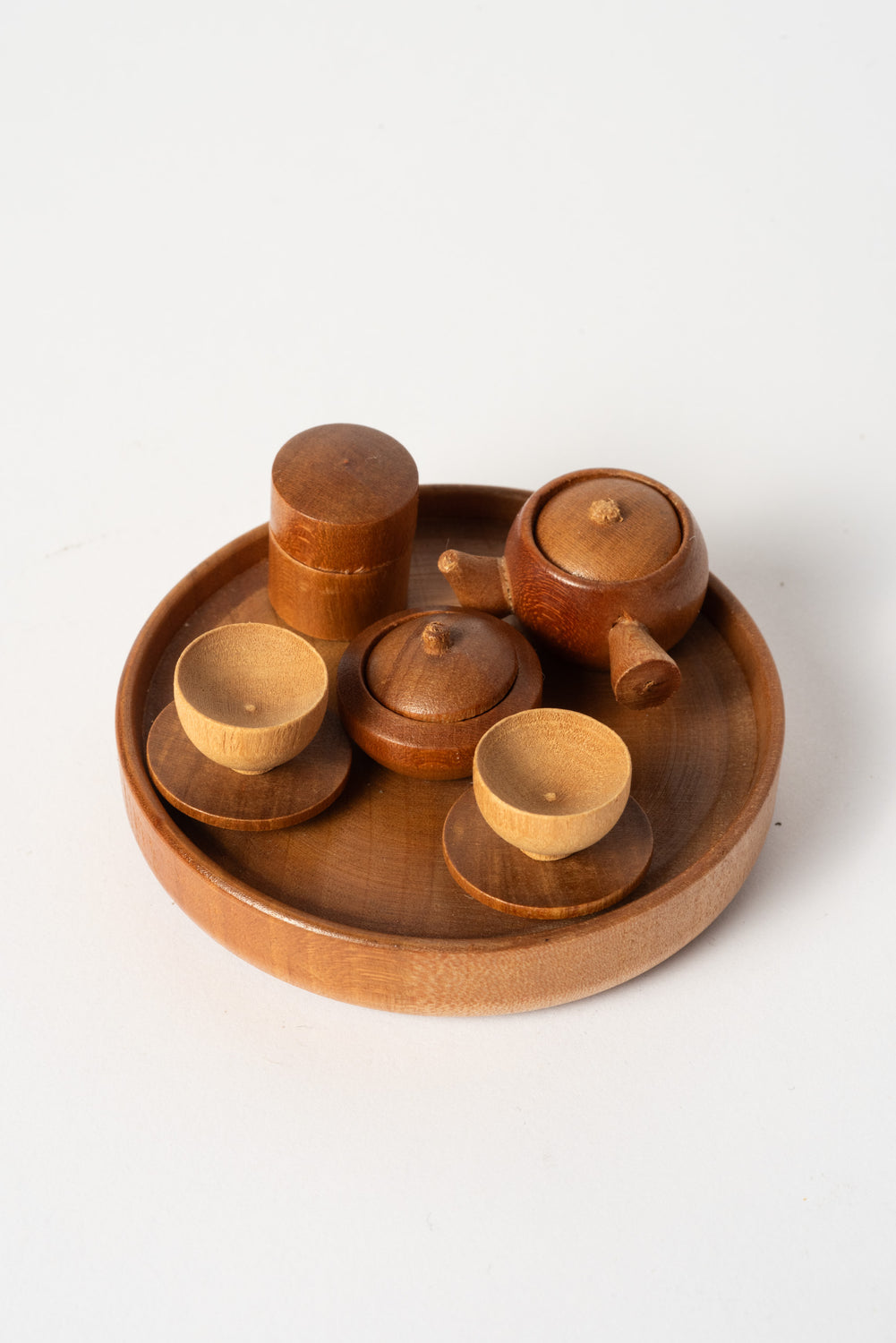 Vintage Miniature Japanese Wooden Tea Set