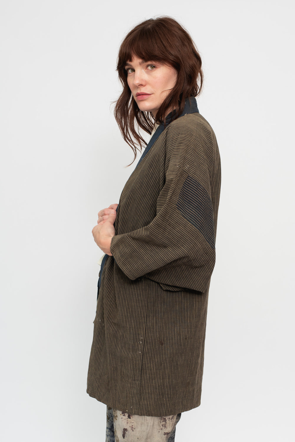 Vintage Japanese Striped Cotton Noragi Jacket