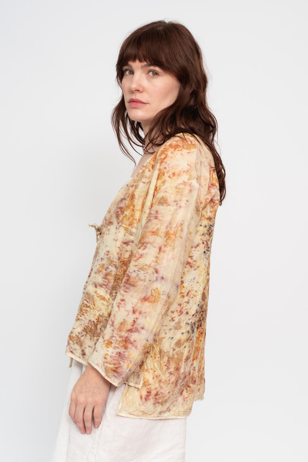Open Jacket with Tie, Botanical Dye Wool /Cotton Mix