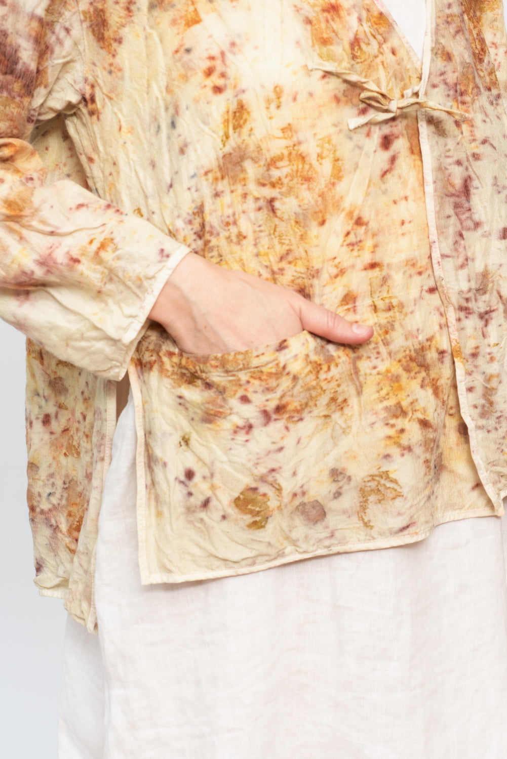 Open Jacket with Tie, Botanical Dye Wool /Cotton Mix