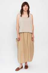 Tencel Cotton Linen Twill Drawstring Gathered Skirt