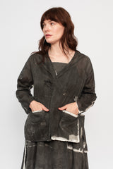Open Jacket with Tie, Sumi Ink Dye