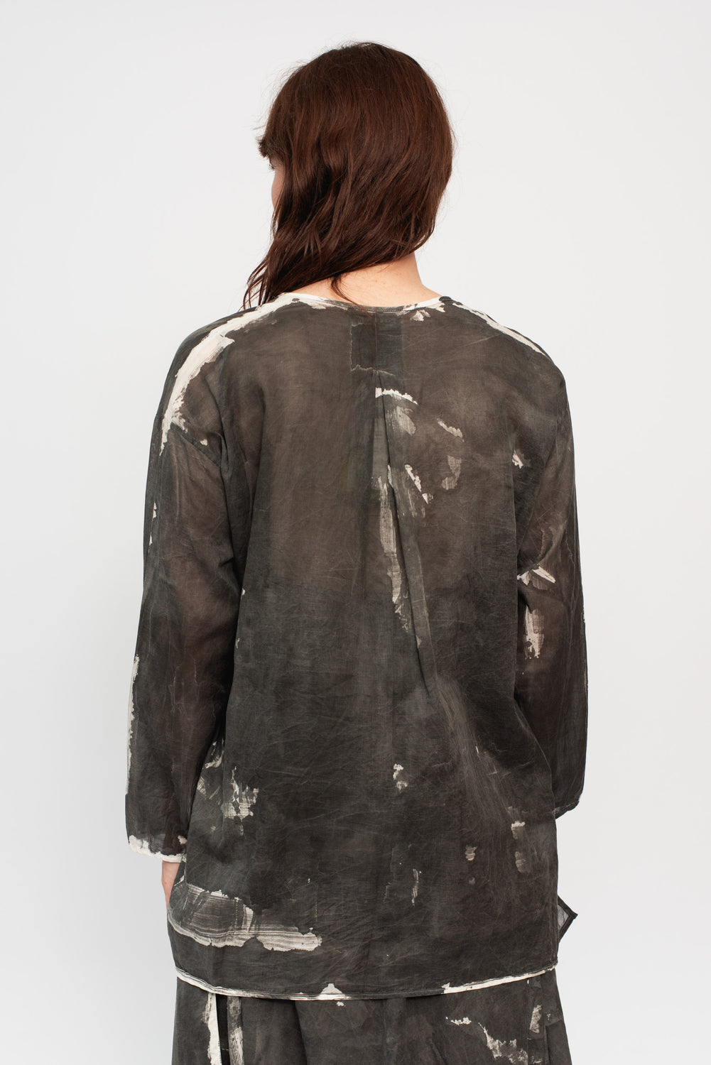 Open Jacket with Tie, Sumi Ink Dye