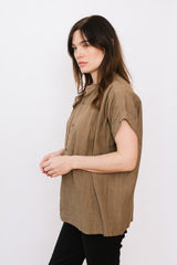 Linen WASHER Shirt, Brown