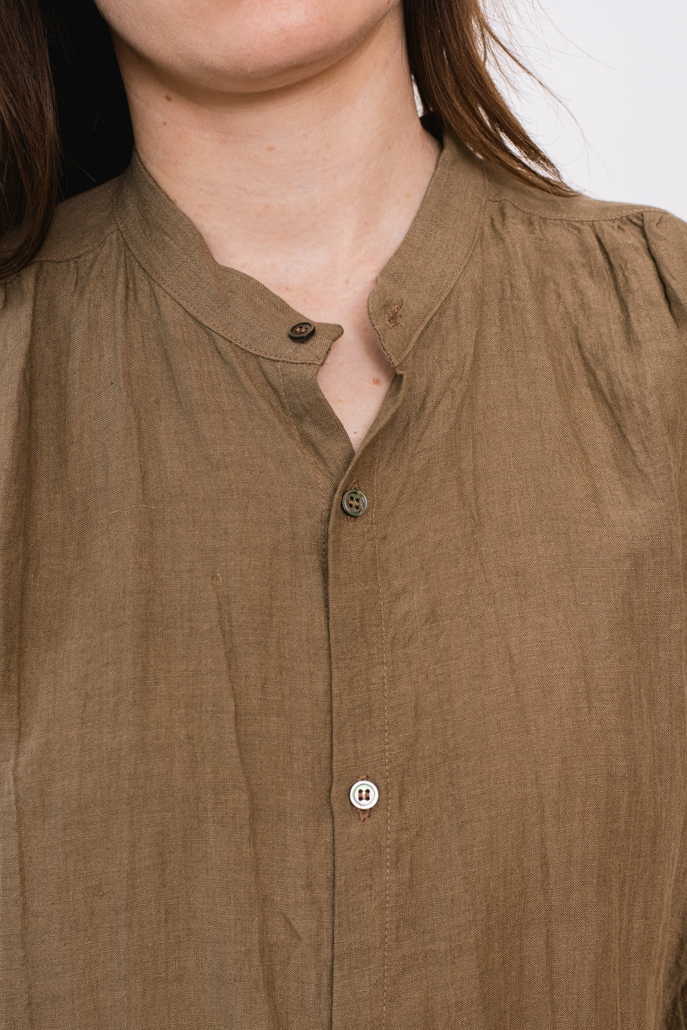 Linen WASHER Shirt, Brown