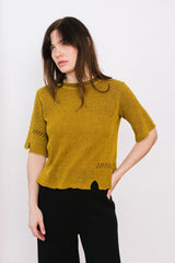 Cotton Knit Sweater Mustard