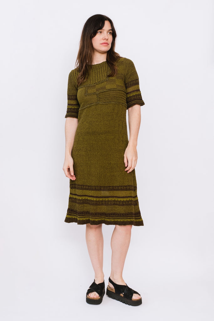 Cotton Knit Dress, Olive