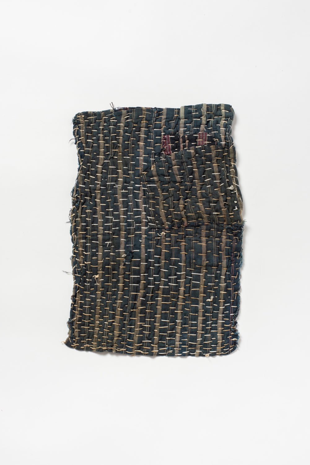 Vintage Japanese Boro Sashiko Textile | Hand-Stitched Cotton Zōkin