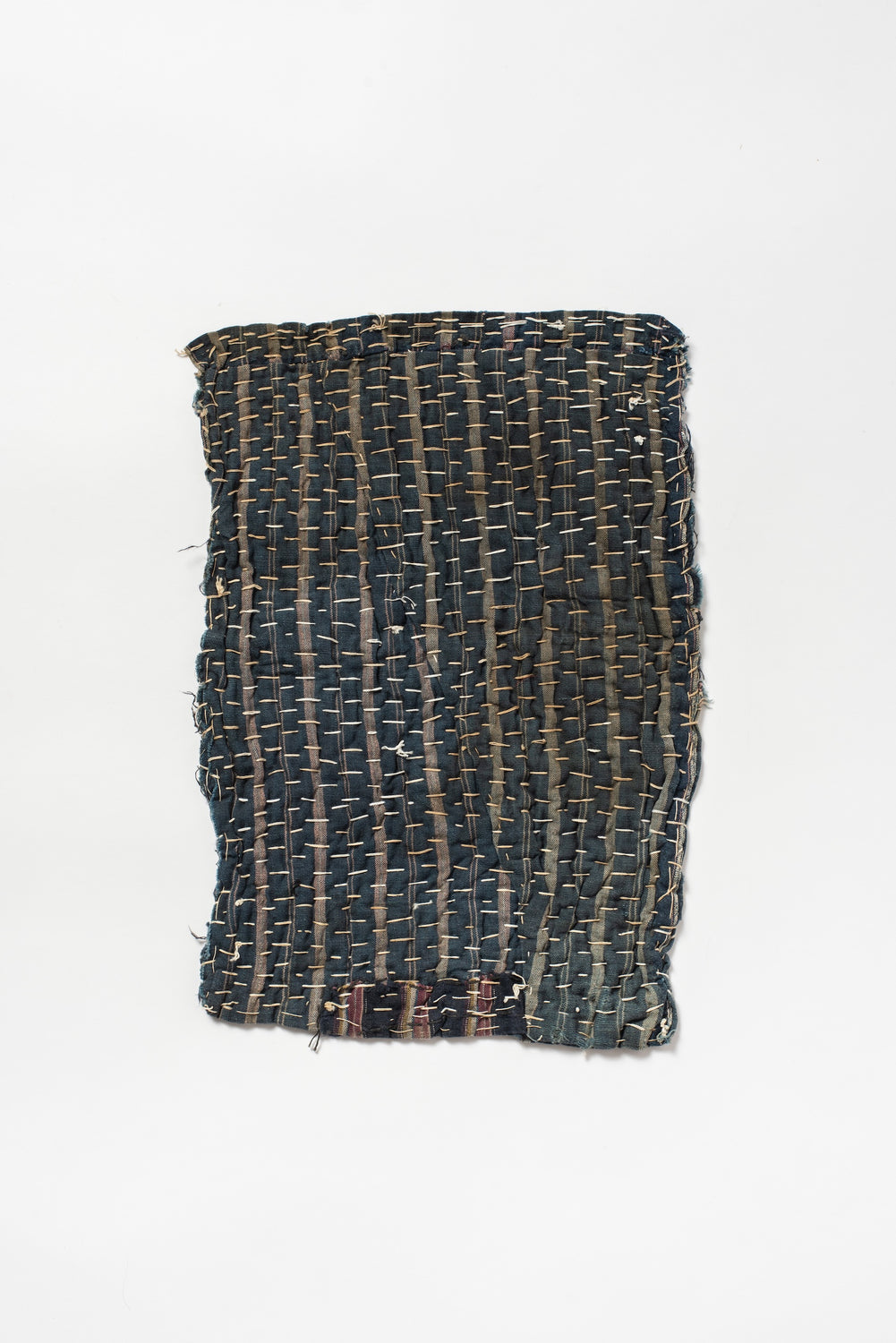 Vintage Japanese Boro Sashiko Textile | Hand-Stitched Cotton Zōkin