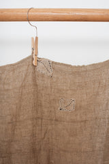 Vintage Japanese Handwoven Ramie Grain Sack with Indigo Repairs