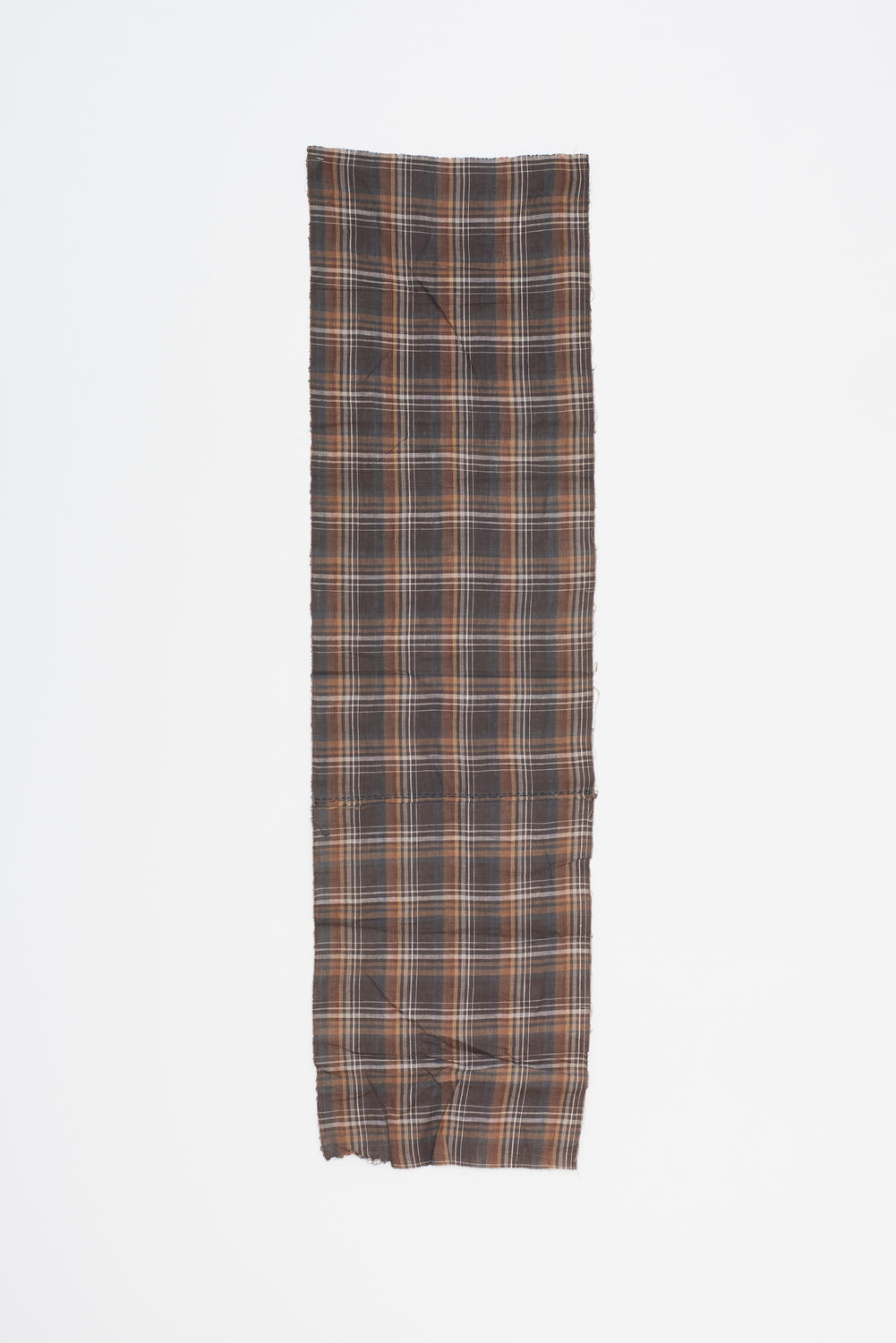 Vintage Japanese Handwoven Plaid Cotton Textile Fragment