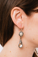 Coin Pearl and Clear Crystal Earrings