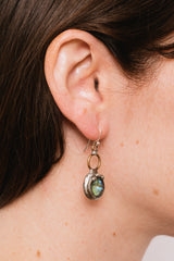 Brass Earrings with Sage Crystals