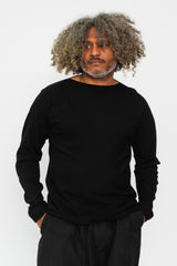 Wool Boat Neck Sweater Black Unisex